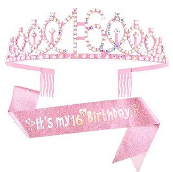 Its my 16 Birthday set met diadeem en sjerp, Verzenden, Nieuw, Versiering, Verjaardag