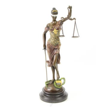 BRONZEN BEELD VAN VROUWE JUSTITIA (Beeldjes - Decoratie), Verzenden, Nieuw