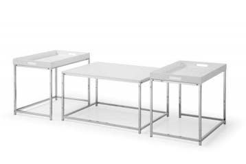 Moderne salontafelset van 3 ELEMENTS 75cm wit chroom, Huis en Inrichting, Tafels | Salontafels, Ophalen of Verzenden, Nieuw