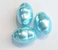 10 x Glasparel nugget groot ovaal Aqua 20mm (Glaskralen), Ophalen of Verzenden, Nieuw, Kraal