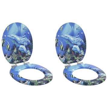 vidaXL Toiletzitting 2 pcs Blauw 44 x 38 cm Bewerkt hout, Verzenden, Nieuw