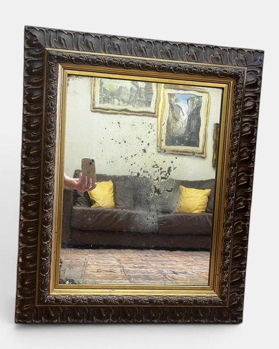 Spiegel - Verguld, patin, Antiek en Kunst, Curiosa en Brocante