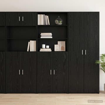 vidaXL buffetkast Zwart eiken 70 x 42,5 x 185 cm Bewerkt, Minder dan 50 cm, Verzenden, Nieuw, Minder dan 100 cm