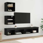 TV Wand Eenheden met LED met LED 5 pcs Zwart Eiken Bewerkt h, Verzenden, Nieuw