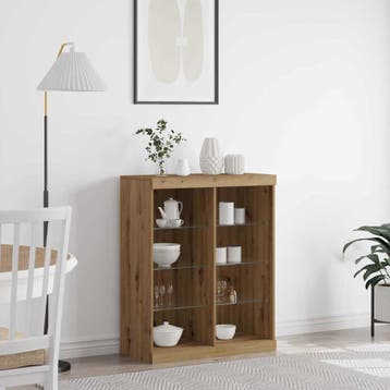 vidaXL LED Sideboard Artisanaal eiken 81 x 37 x 100 cm, Huis en Inrichting, Kasten | Buffetkasten, Minder dan 50 cm, Verzenden