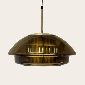 Dijkstra glazen Space Age hanglamp - jaren 70, Huis en Inrichting, Ophalen of Verzenden, Gebruikt