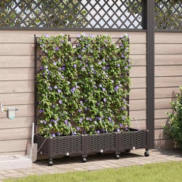 vidaXL Tuin Pot met Irrigatie en Wielen 3 st Bruin 120 x 40, Verzenden, Nieuw, Minder dan 60 cm, 60 cm of meer