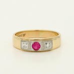 Ring - 14 karaat Geel goud, Witgoud Robijn - Diamant, Nieuw