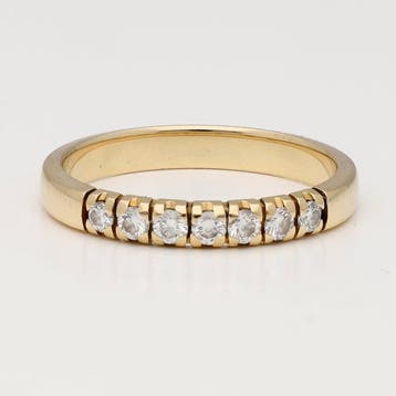 Ring - 14 karaat Geel goud - 0.21ct. tw. Diamant, Sieraden, Tassen en Uiterlijk, Nieuw