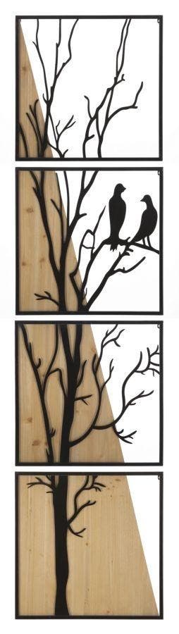 WANDPANEEL VOGEL IJZER HOUT SET 4 STUKS 50X2X200 (50X2X50), Huis en Inrichting, Woonaccessoires | Overige, Ophalen of Verzenden