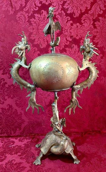No Reserve - H. cm 60 - Wierookvat - Brons -, Antiek en Kunst