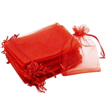 Organza Zakjes - 13x18 cm - Rood - 100 Stuks - Cadeauzakjes, Verzenden, Nieuw