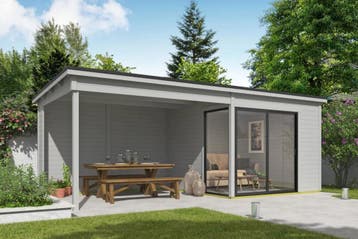 Outdoor Life Tuinhuis Julia met Overkapping Platinum Grey, Tuin en Terras, Nieuw