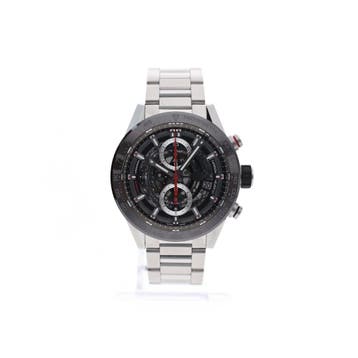 TAG Heuer Carrera Calibre 01 CAR201U-0; Chronograaf Her..., Ophalen of Verzenden, Zo goed als nieuw, Staal, Overige merken