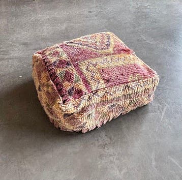 Poef - Handgemaakte Marokkaanse bohemien poef van wol. - Wol