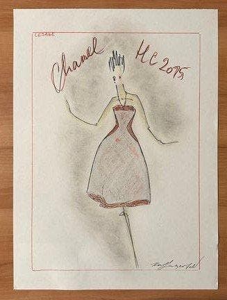 Karl Lagerfeld (1938-2019) - Signed Fashion Sketch & Atelier