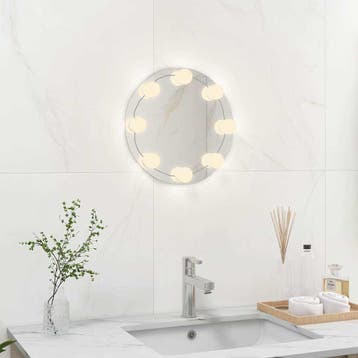 vidaXL Wandspiegel zonder lijst met LED-lampen rond glas, Huis en Inrichting, Verzenden, Nieuw