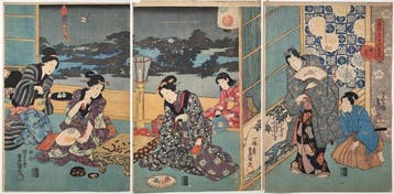 Kunisada • Nachttafereel met Go-spelers • Zeldzaam • Genji-e