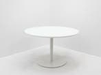 Kantine-vergadertafel - Ø120cm - wit - trompetvoet wit, Ophalen of Verzenden, Gebruikt