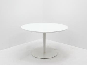 Kantine-vergadertafel - Ø120cm - wit - trompetvoet wit, Ophalen of Verzenden, Gebruikt