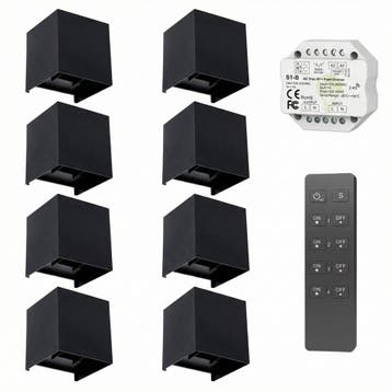 8x | Cube wandlamp set | Draadloos dimbaar | Zwart, Huis en Inrichting, Lampen | Wandlampen, Ophalen of Verzenden, Nieuw