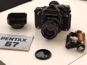 Pentax 67 + S-M-C Takumar 2,4/105mm + hood + grip |, Audio, Tv en Foto, Nieuw
