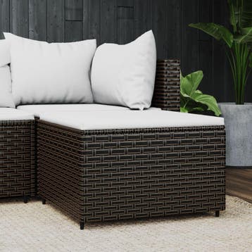 vidaXL Voetensteun met kussen poly rattan bruin, Verzenden, Nieuw