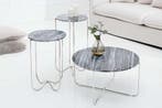 Exclusieve salontafel NOBLE 65cm grijs echt marmer rond, Huis en Inrichting, Tafels | Salontafels, Ophalen of Verzenden, Nieuw