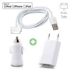 3 in 1 Oplaadset voor iPhone 30-Pin USB Oplaadkabel +, Verzenden, Nieuw