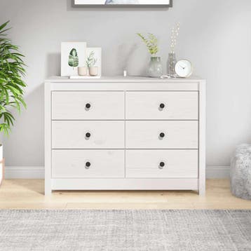 vidaXL Dressoir 100x40x72 cm massief grenenhout wit, 100 tot 150 cm, Verzenden, Nieuw, Grenenhout