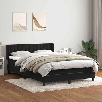 vidaXL Boxspring met matras fluweel zwart 160x210 cm, Verzenden, Zwart, Stof, Nieuw