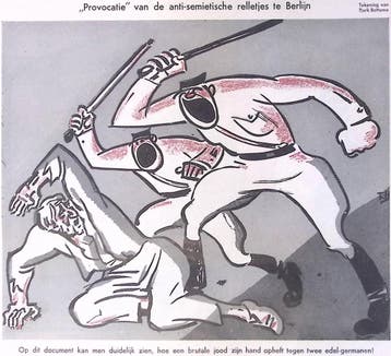 Spotprent over Provocatie van de anti-semietische relle..., Antiek en Kunst, Verzenden