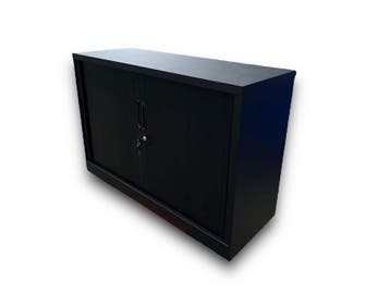 Roldeurkast (staal) mat zwart inclusief slot (80x120x45), Huis en Inrichting, Kasten | Roldeurkasten en Archiefkasten, 100 tot 150 cm