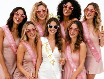 Vrijgezellenfeest set met zonnebrillen, diadeem en sjerp, Ophalen of Verzenden, Nieuw, Feestartikel, Geboorte of Huwelijk