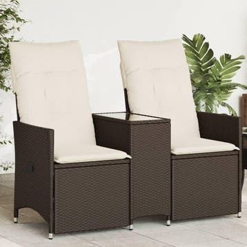 vidaXL Tuinbank 2-zits verstelbaar met tafel poly rattan, Tuin en Terras, Tuinsets en Loungesets, Verzenden, Nieuw