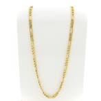 Lange gouden Figaro schakelketting, Sieraden, Tassen en Uiterlijk, Kettingen, Ophalen of Verzenden, Gebruikt, Overige kleuren