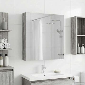 vidaXL Badkamer spiegelkast Grijs Sonoma 60 x 14,5 x 70 cm, Huis en Inrichting, Verzenden, Nieuw