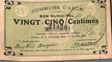 France Komitat 59 – Anor – Kommunale Anleihe – 25 Cent, Postzegels en Munten, Munten | Nederland, Verzenden