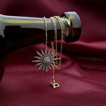 Gouden ankerschakel ketting met vaste hanger; Starlight m..., Gebruikt, Ophalen of Verzenden, Met edelsteen, Goud