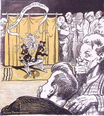 Spotprent over de samenwerking van communistische Nederla..., Verzenden