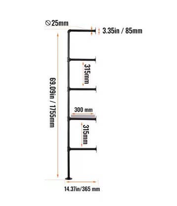 Industriële Wandplank 3 Lagen – Hout en Metaal 61x72,5 cm, Huis en Inrichting, Kasten | Boekenkasten, Verzenden, Nieuw