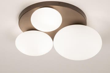 Rietveld Plafondlampen - Bruin - Glas, Metaal, Huis en Inrichting, Lampen | Plafondlampen, Verzenden, Nieuw
