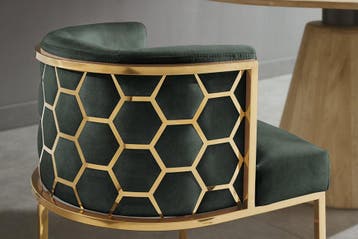 Stoel ELEGANCE fluweelgroen met goudkleurig roestvrijstalen, Huis en Inrichting, Ophalen of Verzenden, Nieuw