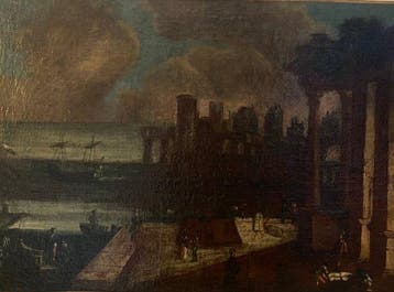 Europese school (XVIII) - Scène de port méditerranéen animé