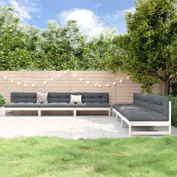 vidaXL 6-delige Loungeset massief grenenhout wit, Verzenden, Nieuw, 6 zitplaatsen, Loungeset
