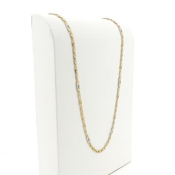 Bicolor gouden marine schakel ketting met wiebertjes, Sieraden, Tassen en Uiterlijk, Kettingen, Ophalen of Verzenden, Gebruikt