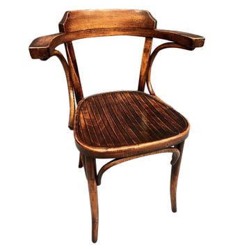 Occasion - Antiek look Thonet stoel met armleuning €75,-, Ophalen of Verzenden