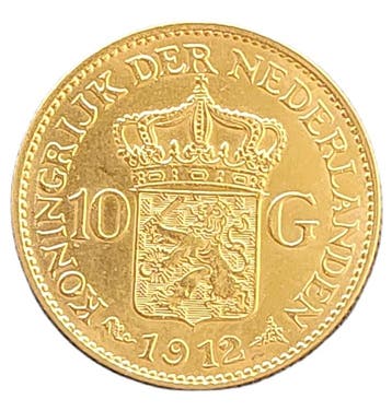Gouden 10 gulden Wilhelmina 1912, Verzenden, Goud, Koningin Wilhelmina, Losse munt