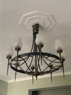 Kroonluchter (4) - Gegoten messing, Smeedijzer, Antiek en Kunst, Antiek | Lampen