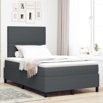 vidaXL LED Box Spring Bed Donkergrijs en Wit 120 x 190 cm, Huis en Inrichting, Slaapkamer | Bedden, Verzenden, Nieuw, Twijfelaar